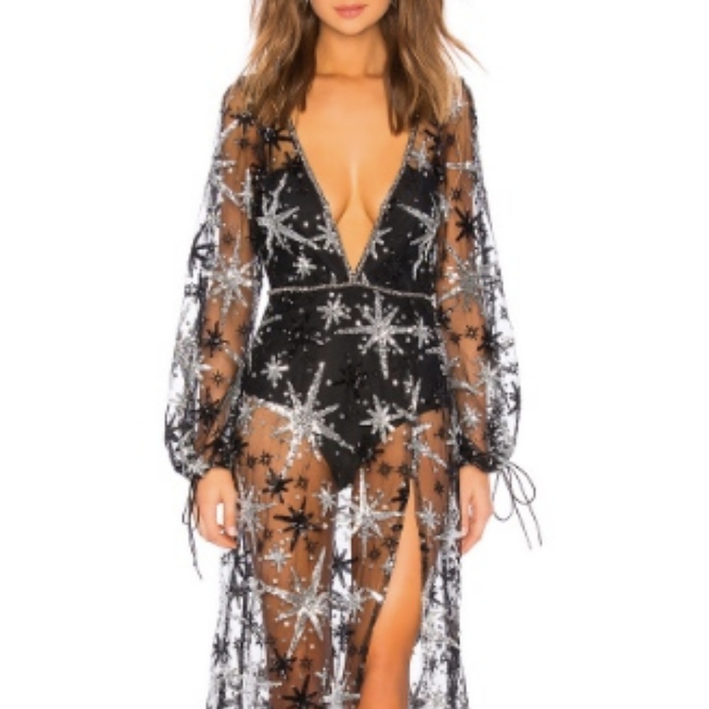 For Love and Lemons stardust plunging neck dress